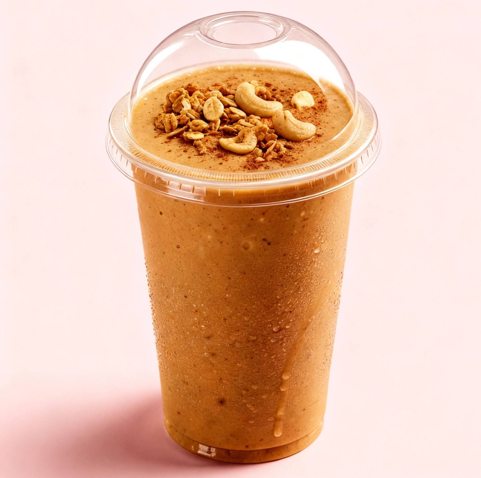 Heavy Duty Peanut Butter Smoothie: Banana, Granola, Cashews & Almond Milk
