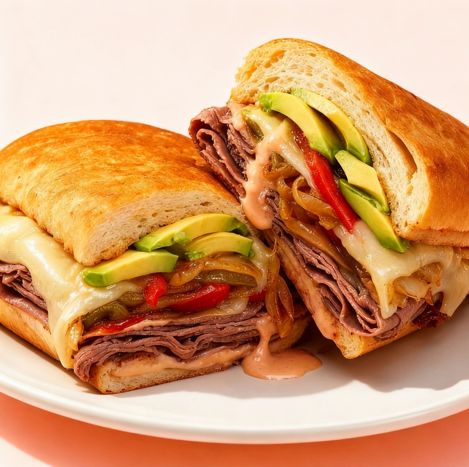 Hot Roast Beef Avocado Sandwich