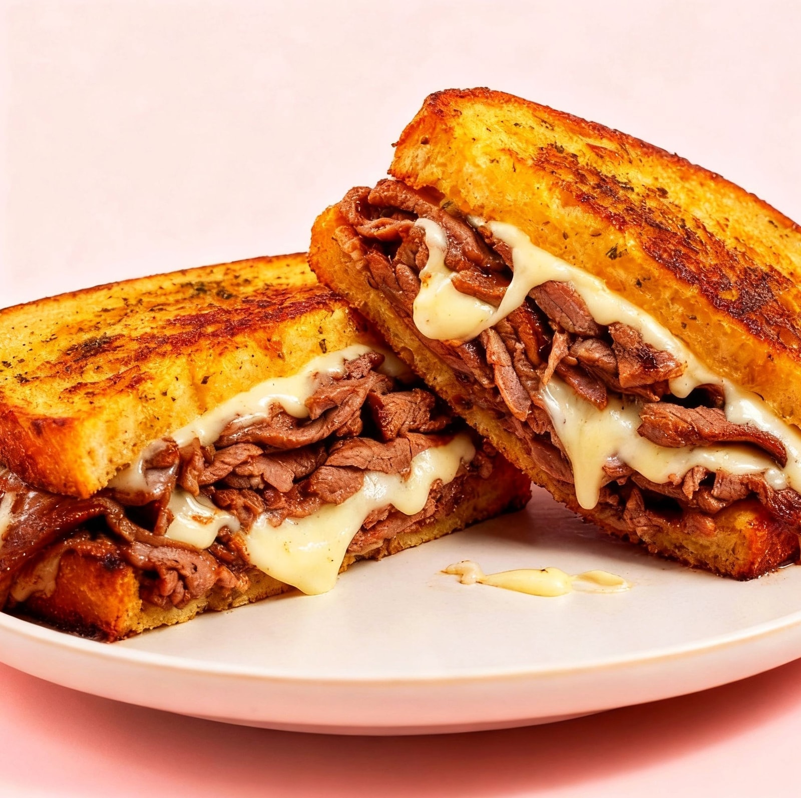 Steak Mozzarella Garlic Bread Sandwich